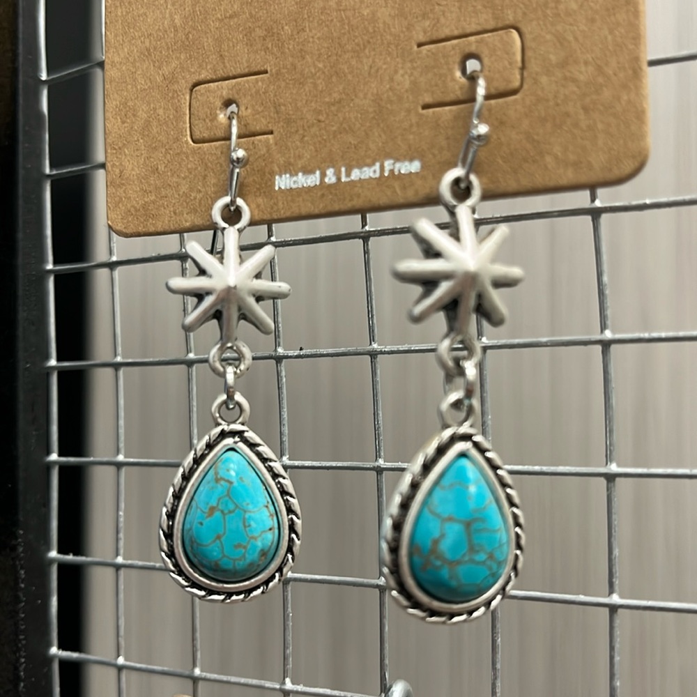 Turquoise star earrings